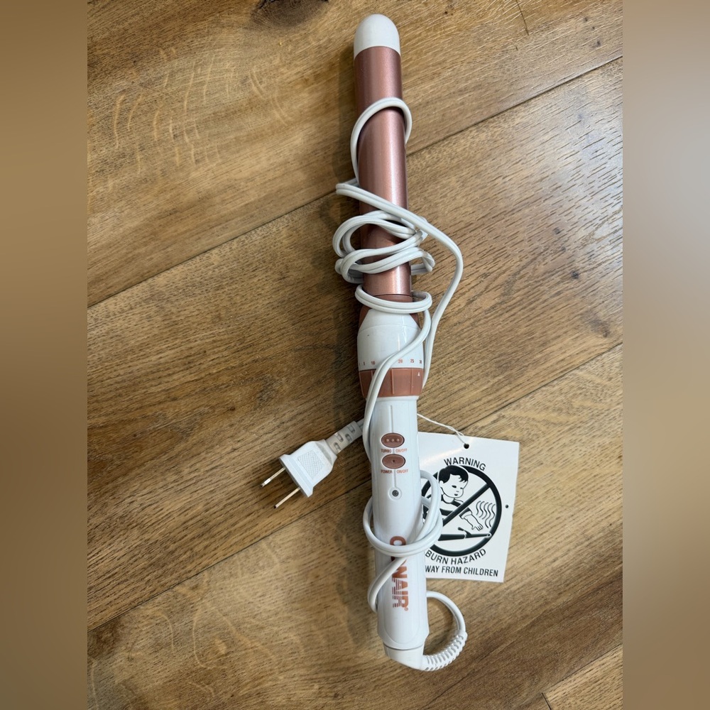 White and Rose Gold Curling Wand Hair Styler - Women Hair Tools